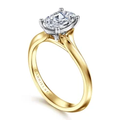 Discount Gabriel & Co. Ellis - 14K Mix of White and Yellow Gold Oval Diamond Engagement Ring