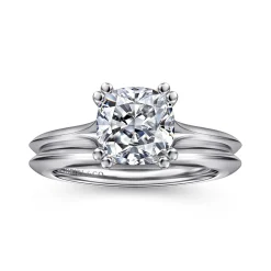 Clearance Gabriel & Co. Ellis - 14K White Gold Cushion Cut Diamond Engagement Ring