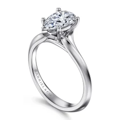 New Gabriel & Co. Ellis - 14K White Gold Pear Shape Diamond Engagement Ring