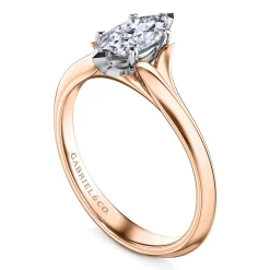 Clearance Gabriel & Co. Ellis - 14K White-Rose Gold Marquise Shape Diamond Engagement Ring