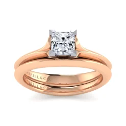 Sale Gabriel & Co. Ellis - 14K White-Rose Gold Princess Cut Diamond Engagement Ring