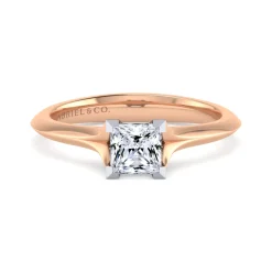 Sale Gabriel & Co. Ellis - 14K White-Rose Gold Princess Cut Diamond Engagement Ring