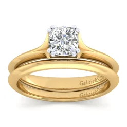 Best Gabriel & Co. Ellis - 14K White-Yellow Gold Cushion Cut Diamond Engagement Ring