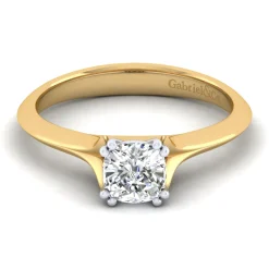 Best Gabriel & Co. Ellis - 14K White-Yellow Gold Cushion Cut Diamond Engagement Ring