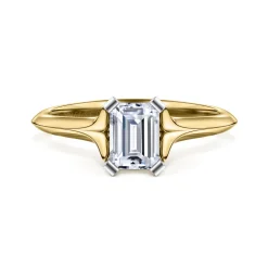 Hot Gabriel & Co. Ellis - 14K White-Yellow Gold Emerald Cut Diamond Engagement Ring