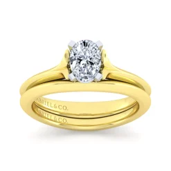 Discount Gabriel & Co. Ellis - 14K White-Yellow Gold Oval Diamond Engagement Ring