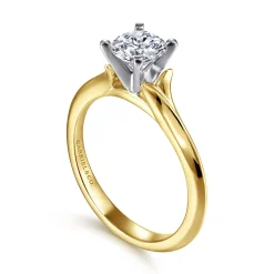 New Gabriel & Co. Ellis - 14K White-Yellow Gold Round Diamond Engagement Ring