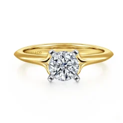 New Gabriel & Co. Ellis - 14K White-Yellow Gold Round Diamond Engagement Ring