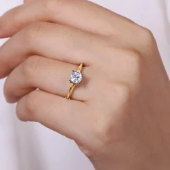 New Gabriel & Co. Ellis - 14K White-Yellow Gold Round Diamond Engagement Ring