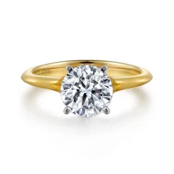 New Gabriel & Co. Ellis - 14K White-Yellow Gold Round Diamond Engagement Ring