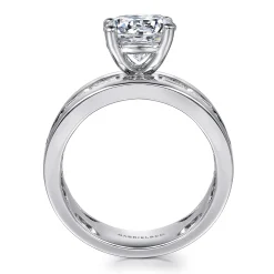 Best Gabriel & Co. Elsaa - 14K White Gold Channel Set Baguette Round Diamond Engagement Ring