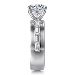 Best Gabriel & Co. Elsaa - 14K White Gold Channel Set Baguette Round Diamond Engagement Ring