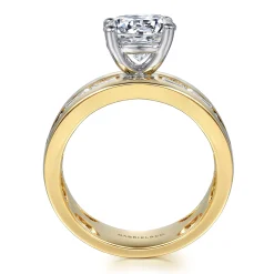 Online Gabriel & Co. Elsaa - 14K Yellow-White Gold Channel Set Baguette Wide Band Round Diamond Engagement Ring