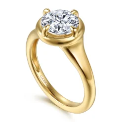 New Gabriel & Co. Elsa - 14K Yellow Gold Compass Bezel Prong Round Solitaire Diamond Engagement Ring