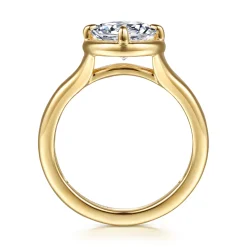 New Gabriel & Co. Elsa - 14K Yellow Gold Compass Bezel Prong Round Solitaire Diamond Engagement Ring