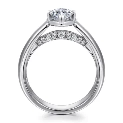 Clearance Gabriel & Co. Elza - 14K White Gold Bezel Prong Wide Band Marquise Diamond Engagement Ring