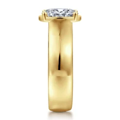 Clearance Gabriel & Co. Elza - 14K Yellow Gold Bezel Prong Wide Band Oval Diamond Engagement Ring