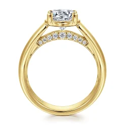 Sale Gabriel & Co. Elza - 14K Yellow Gold Bezel Prong Wide Band Round Diamond Engagement Ring