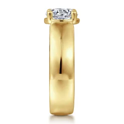 Sale Gabriel & Co. Elza - 14K Yellow Gold Bezel Prong Wide Band Round Diamond Engagement Ring