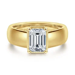 Online Gabriel & Co. Elza - 14K Yellow Gold Bezel Prong Wide Band Emerald Diamond Engagement Ring