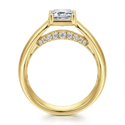 Online Gabriel & Co. Elza - 14K Yellow Gold Bezel Prong Wide Band Emerald Diamond Engagement Ring