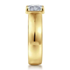 Best Gabriel & Co. Elza - 14K Yellow Gold Bezel Prong Wide Band Princess Cut Diamond Engagement Ring