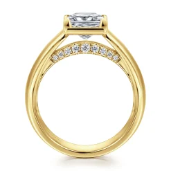 Best Gabriel & Co. Elza - 14K Yellow Gold Bezel Prong Wide Band Princess Cut Diamond Engagement Ring