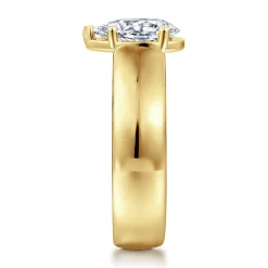 Sale Gabriel & Co. Elza - 14K Yellow Gold Bezel Prong Wide Band Pear Diamond Engagement Ring