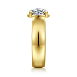 Sale Gabriel & Co. Elza - 14K Yellow Gold Bezel Prong Wide Band Round Diamond Engagement Ring
