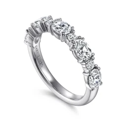 Discount Gabriel & Co. Emani - 14K White Gold Oval and Round Diamond Anniversary Band - 1.35 ct