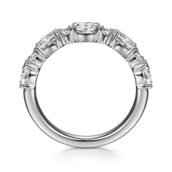 Discount Gabriel & Co. Emani - 14K White Gold Oval and Round Diamond Anniversary Band - 1.35 ct