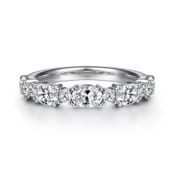 Discount Gabriel & Co. Emani - 14K White Gold Oval and Round Diamond Anniversary Band - 1.35 ct