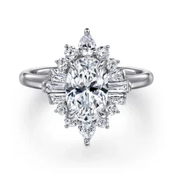 Hot Gabriel & Co. Emarie - 14K White Gold Oval Halo Diamond Engagement Ring