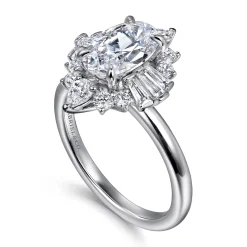 Hot Gabriel & Co. Emarie - 14K White Gold Oval Halo Diamond Engagement Ring