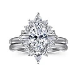 Hot Gabriel & Co. Emarie - 14K White Gold Oval Halo Diamond Engagement Ring
