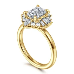 Sale Gabriel & Co. Emarie - 14K Yellow Gold Emerald Cut Halo Diamond Engagement Ring