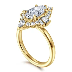 Outlet Gabriel & Co. Emarie - 14K Yellow Gold Marquise Shape Halo Diamond Engagement Ring