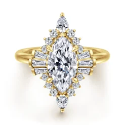 Outlet Gabriel & Co. Emarie - 14K Yellow Gold Marquise Shape Halo Diamond Engagement Ring