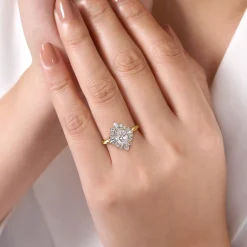 New Gabriel & Co. Emarie - 14K Yellow Gold Oval Halo Diamond Engagement Ring