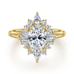 New Gabriel & Co. Emarie - 14K Yellow Gold Oval Halo Diamond Engagement Ring