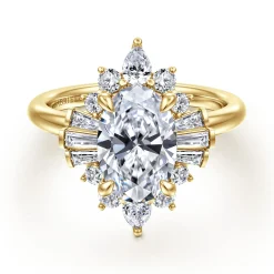 Outlet Gabriel & Co. Emarie - 14K Yellow Gold Oval Halo Diamond Engagement Ring
