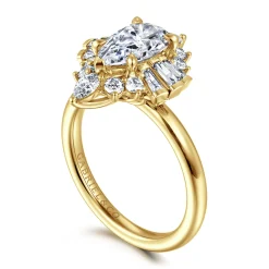 New Gabriel & Co. Emarie - 14K Yellow Gold Pear Shape Halo Diamond Engagement Ring