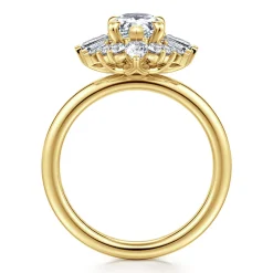 New Gabriel & Co. Emarie - 14K Yellow Gold Pear Shape Halo Diamond Engagement Ring