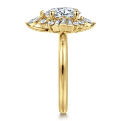 New Gabriel & Co. Emarie - 14K Yellow Gold Pear Shape Halo Diamond Engagement Ring