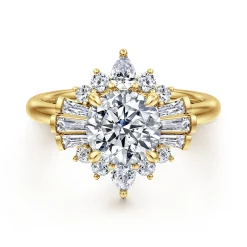 Clearance Gabriel & Co. Emarie - 14K Yellow Gold Round Halo Diamond Engagement Ring