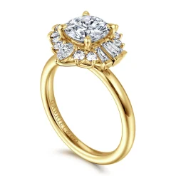 Clearance Gabriel & Co. Emarie - 14K Yellow Gold Round Halo Diamond Engagement Ring