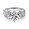 Outlet Gabriel & Co. Ember - 14K White Gold 6 Prong Wide Band Round Diamond Engagement Ring