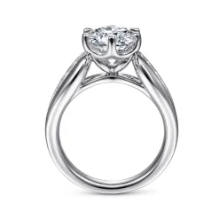 Outlet Gabriel & Co. Ember - 14K White Gold 6 Prong Wide Band Round Diamond Engagement Ring