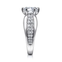 Outlet Gabriel & Co. Ember - 14K White Gold 6 Prong Wide Band Round Diamond Engagement Ring