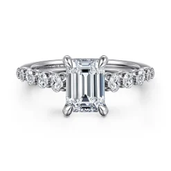 Outlet Gabriel & Co. Emberlie - 14K White Gold Emerald Cut Diamond Engagement Ring